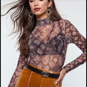 Sheer mesh snake bodysuit